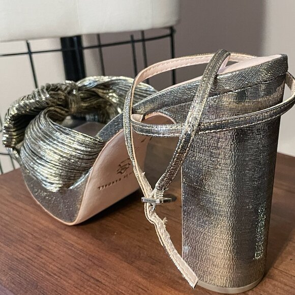 NIB NWT Loeffler Randall Natalia Platform Heels in Gold 12 - Picture 7 of 12